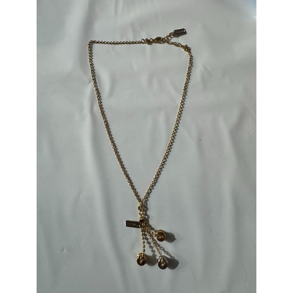 Coach Cylinder Charm Necklace With Gold & Silver Accents